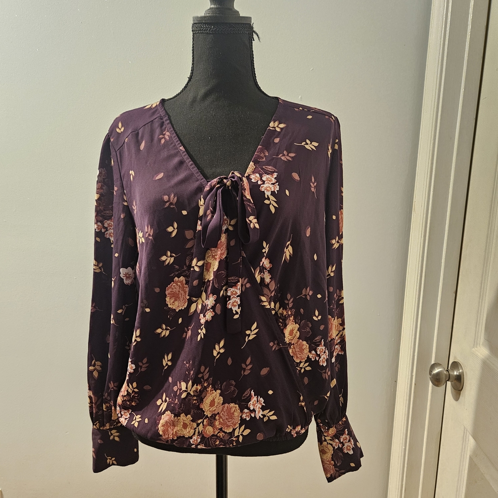 Francesca's Collections Purple Floral Blouse